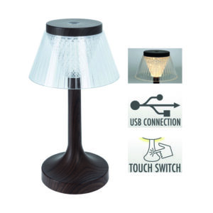 Lámpara de sobremesa LED efecto madera recargable
