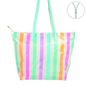 Bolso de playa con cremallera rayas de colores