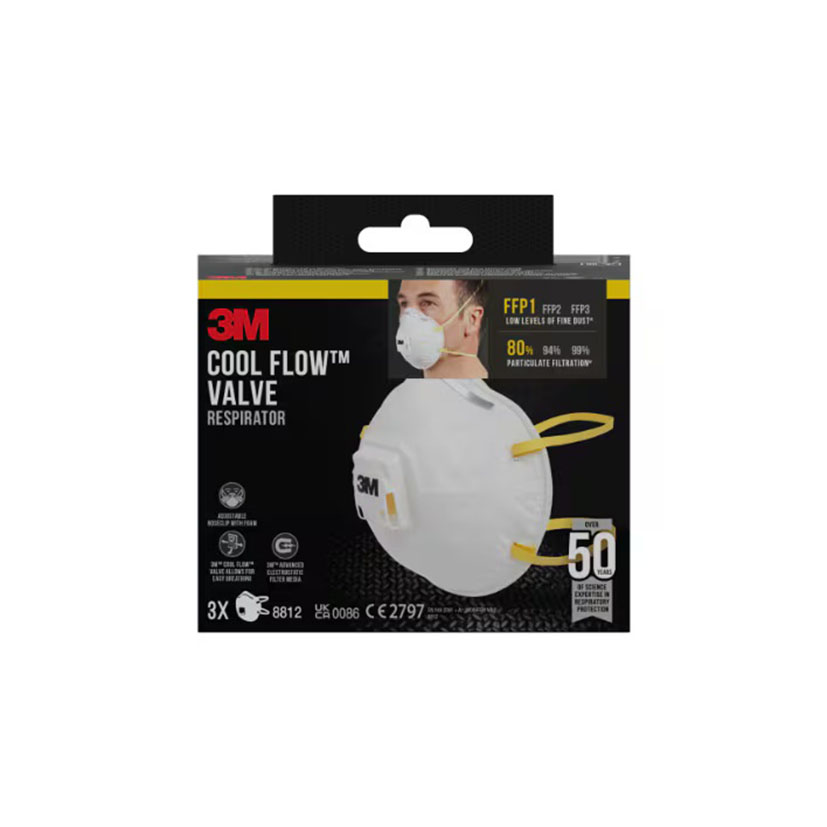 Mascarilla particulas FFP1 válvula 3M 8812 7100329377 3 unidades - Imagen 2