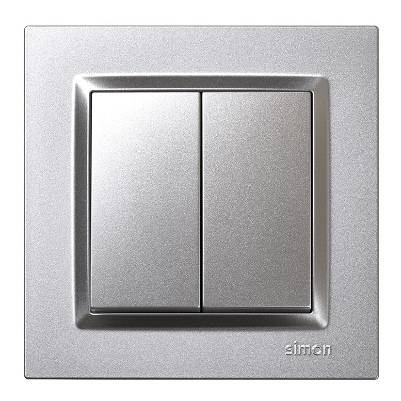 Doble conmutador empotrable SIMON S10 Aluminio
