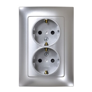 Doble base enchufe empotrable SIMON S10 Aluminio