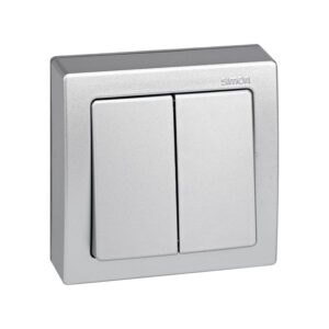 Interruptor doble superficie SIMON 73 Loft blanco