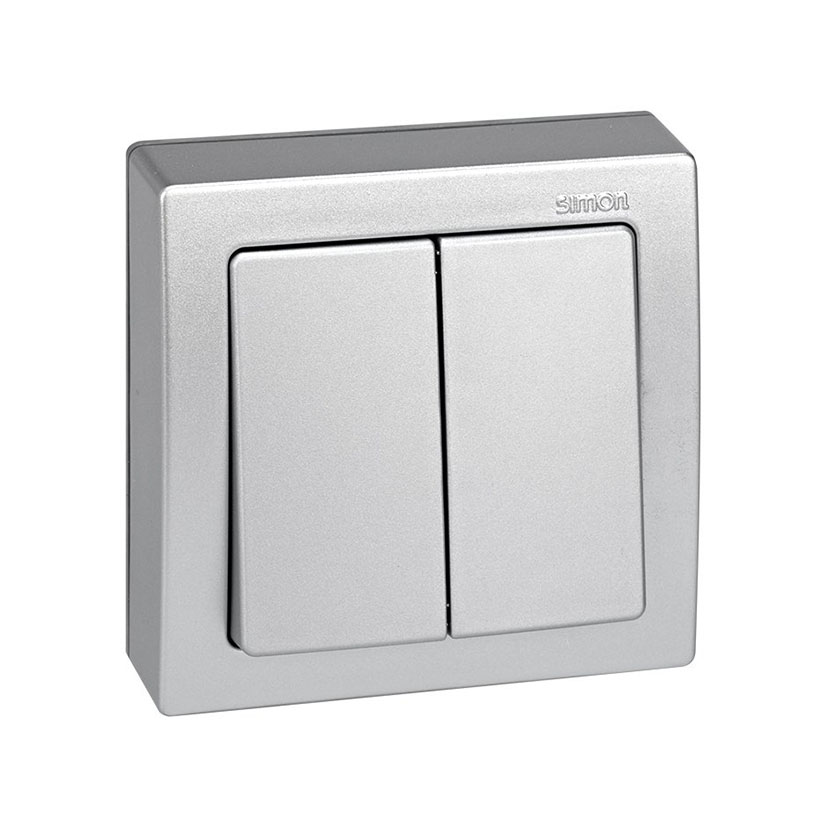 Interruptor doble superficie SIMON 73 Loft blanco