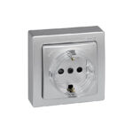 Base enchufe bipolar schuko superficie SIMON 73 Loft aluminio