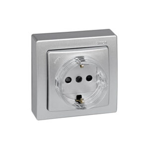Base enchufe bipolar schuko superficie SIMON 73 Loft aluminio