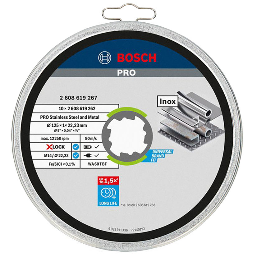 Disco corte inox metal BOSCH X-lock Standard, 10 unidades - Imagen 2