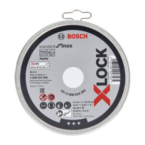 Disco corte inox metal BOSCH X-lock Standard, 10 unidades