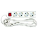 Base múltiple SIMON BM712402 4 tomas TT con interruptor y cable 3m blanco