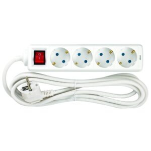 Base múltiple SIMON BM712402 4 tomas TT con interruptor y cable 3m blanco