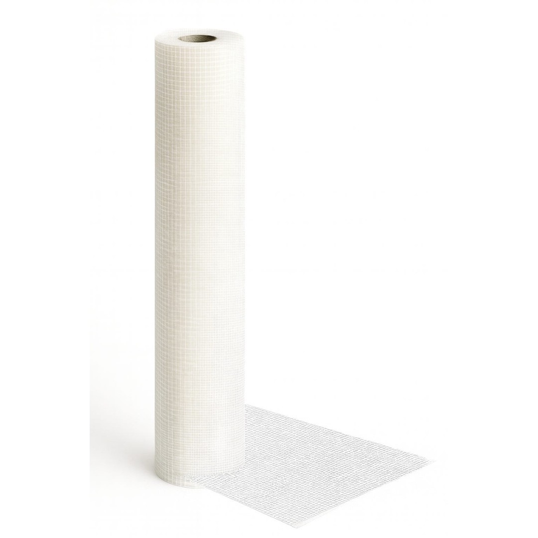 Malla de Fibra de Vidrio Especial para Revocos de Yeso, Blanca, 5x5 mm, 70 g/m², Rollo 50 m x 1 m