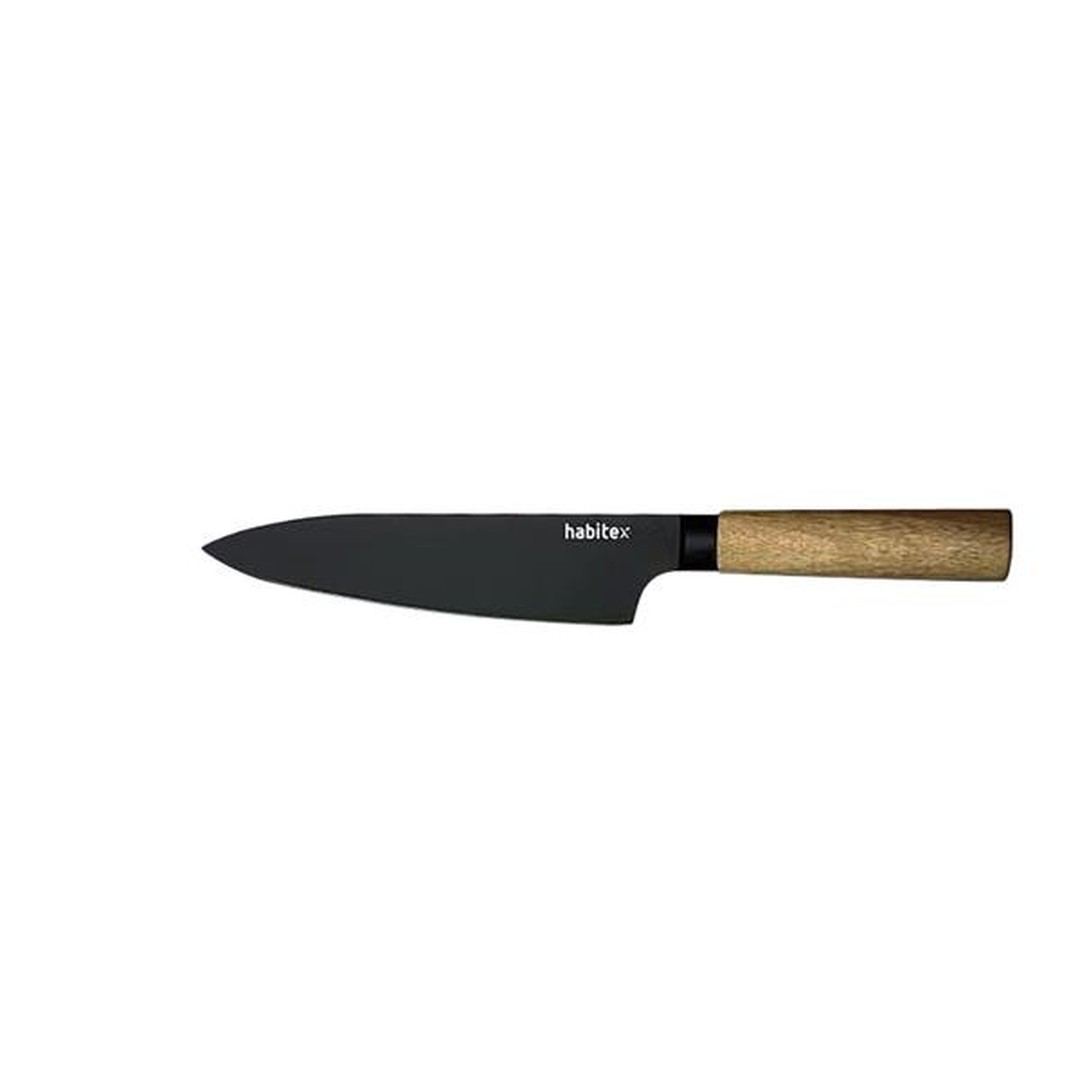 Cuchillo Santoku Habitex Dark Forjado 18 cm con Mango de Acacia