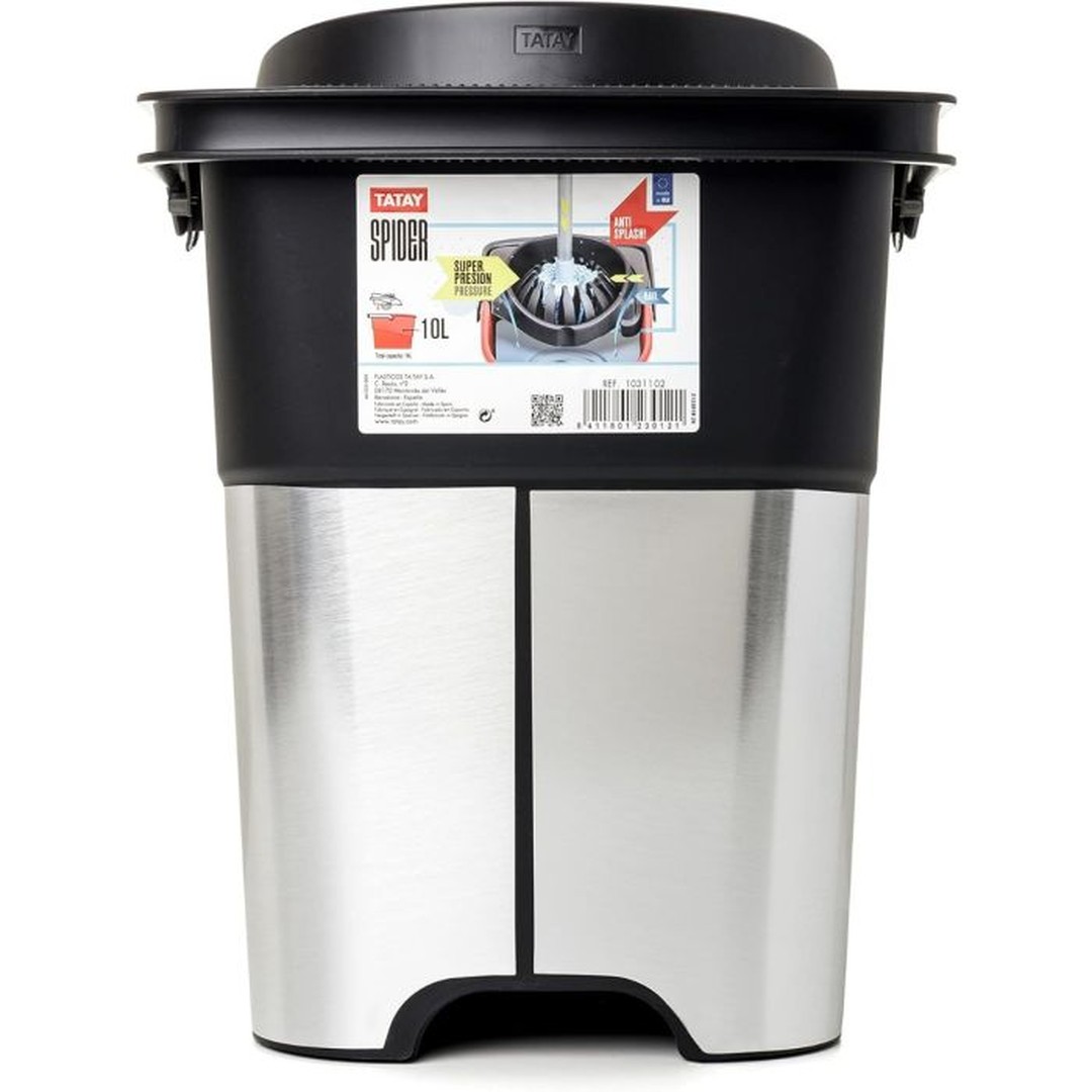 TATAY Cubo C/ Escurridor Spider Deco Steel Gris 10 L