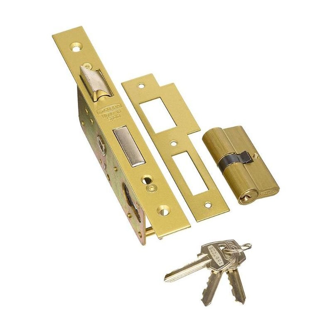 Cerradura de embutir EZCURRA 3100/40 frontal esmaltado con frente redondo