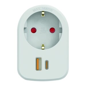 Adaptador Combi Simon 1 toma y USB A+C 30W blanco
