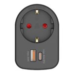 Adaptador Combi Simon 1 toma y USB A+C 30W negro