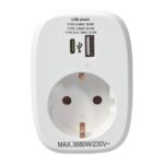 Adaptador de enchufe DUOLEC con USB-A y USB-C blanco
