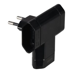 Adaptador triple lateral Simon 10A negro