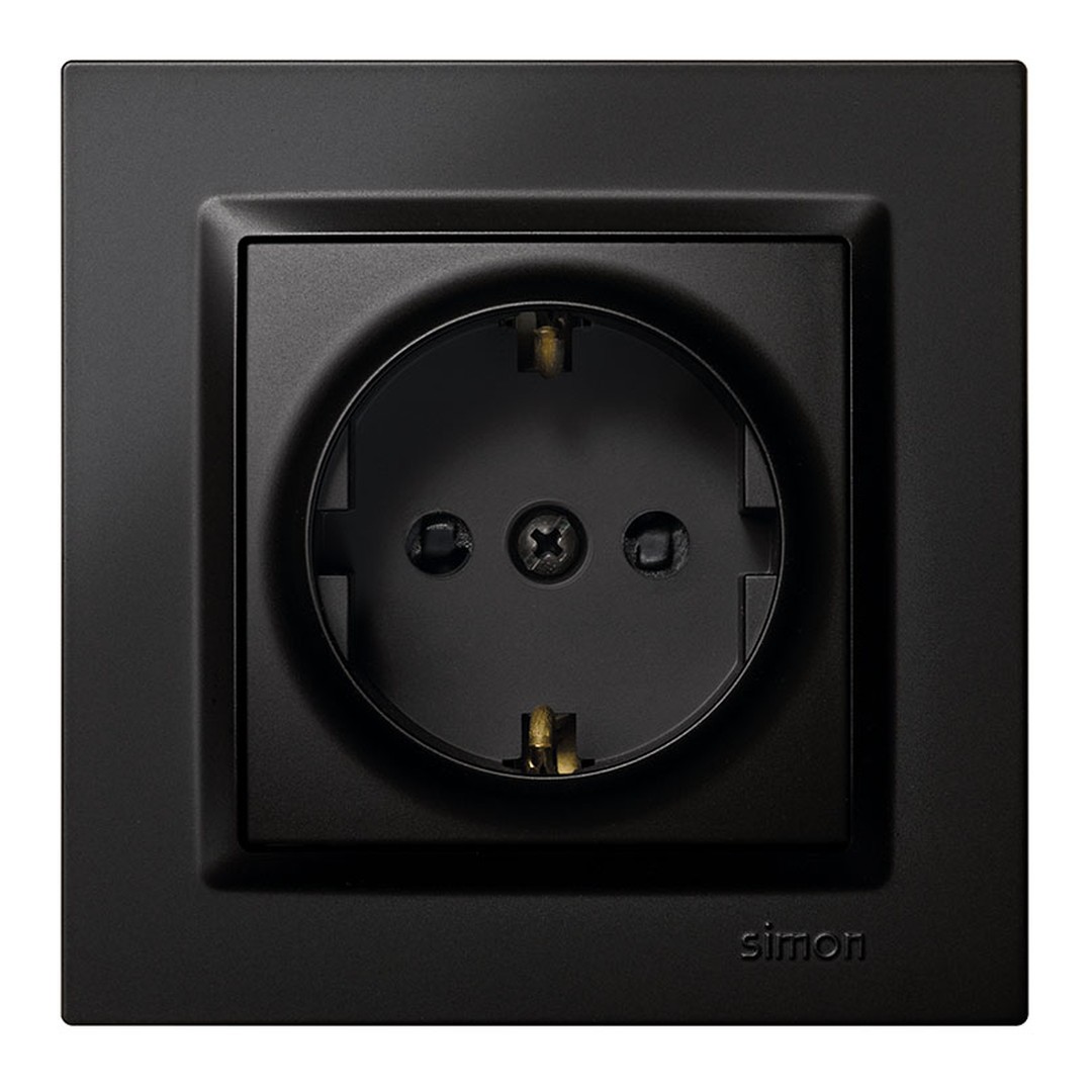 Base de enchufe schuko Simon 10 negro empotrable