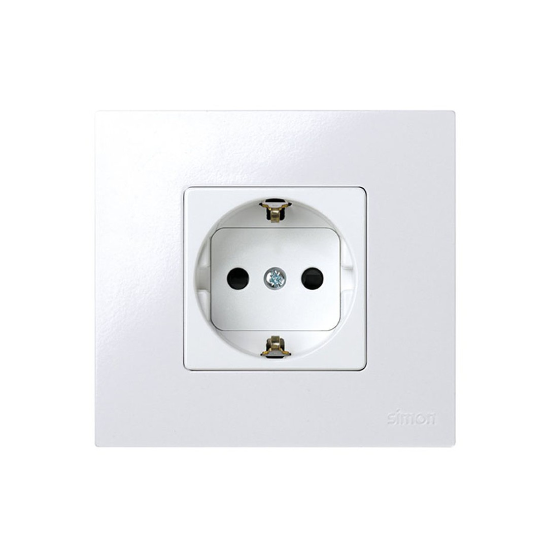Base de enchufe schuko Simon 27 Play blanco con marco
