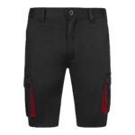 Bermuda de trabajo Velilla stretch bicolor 103034S negro y rojo