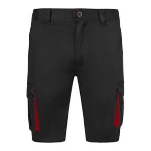 Bermuda de trabajo Velilla stretch bicolor 103034S negro y rojo