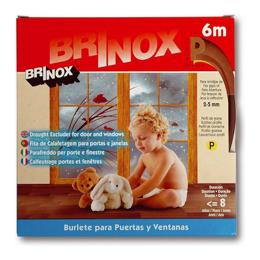 Burlete adhesivo Brinox tipo P marrón 6 m caja