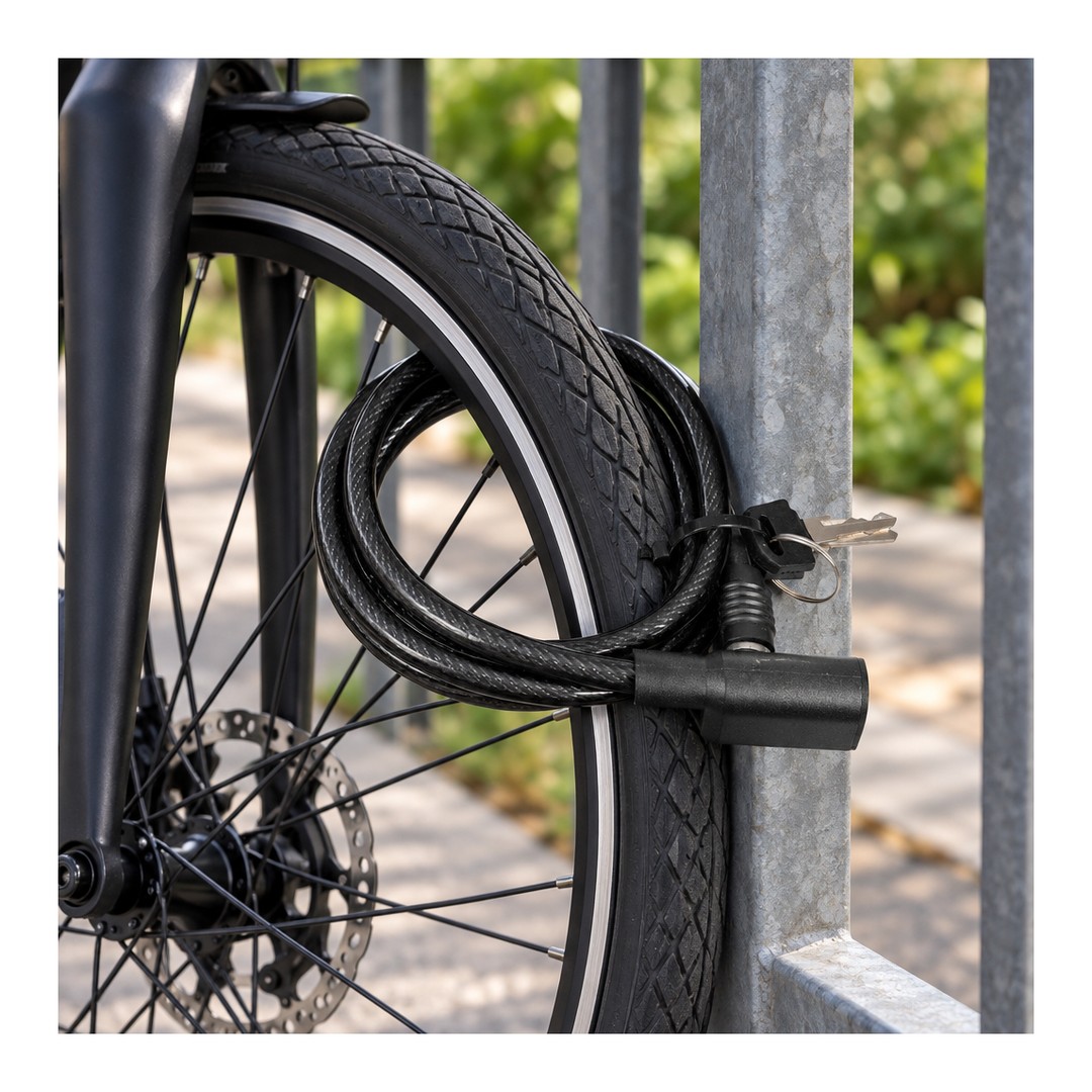 Candado de Cable Espiral EHL CBME en bicicleta