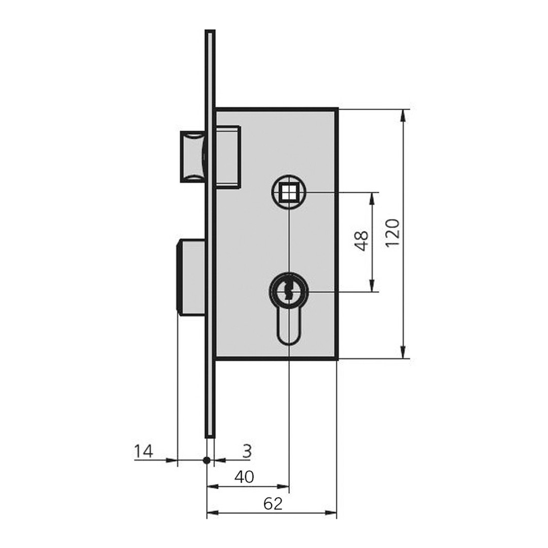 Cerradura de embutir CVL 1960/60/2 medidas