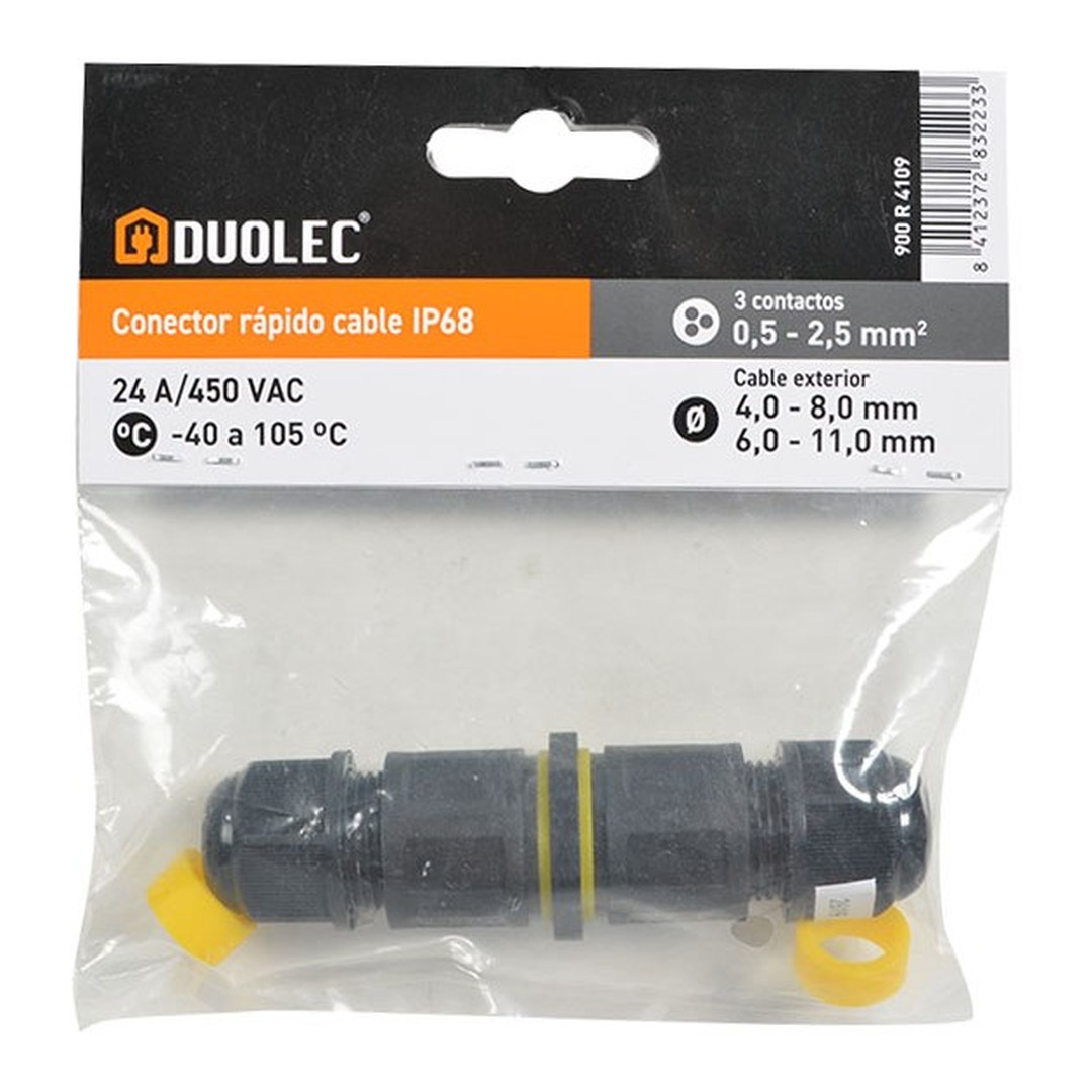 Conector rápido estanco IP68 DUOLEC en su bolsa