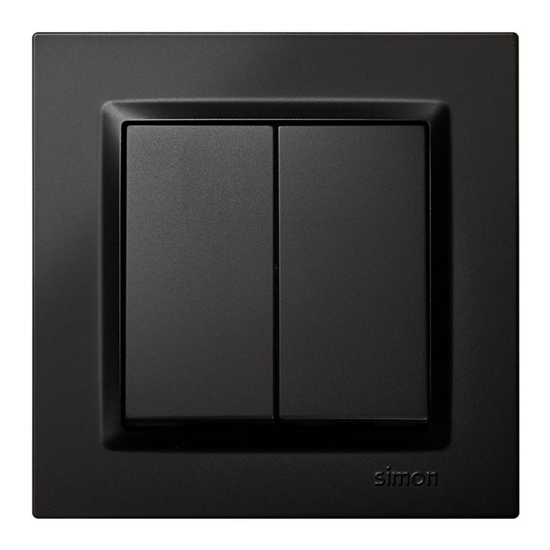 Doble conmutador Simon 10 negro empotrable