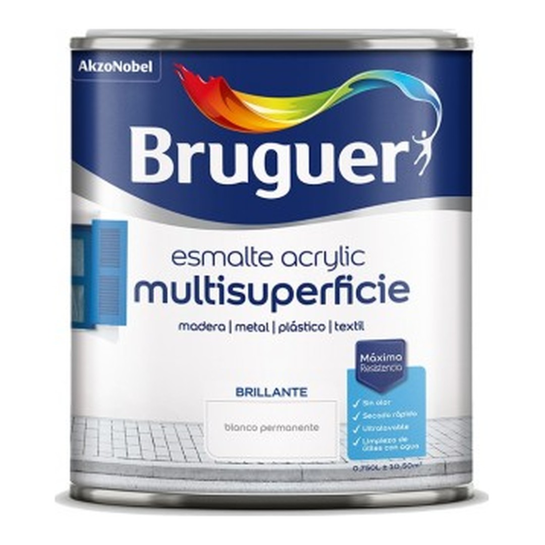 Esmalte acrílico Bruguer Multisuperficie Brillante Blanco Permanente 750 ml