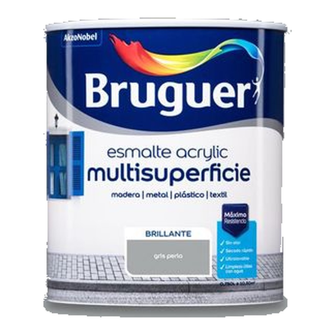 Esmalte acrílico Bruguer Multisuperficie Brillante Gris Perla 750 ml