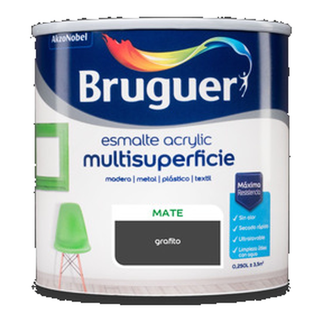 Esmalte acrílico Bruguer Multisuperficie Mate Grafito 250 ml