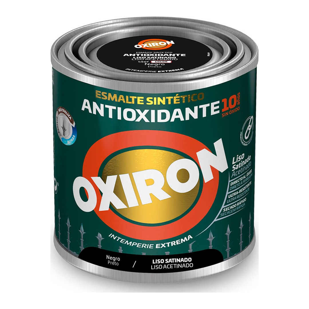 Esmalte antioxidante sintético Oxiron Liso Satinado Negro 250 ml