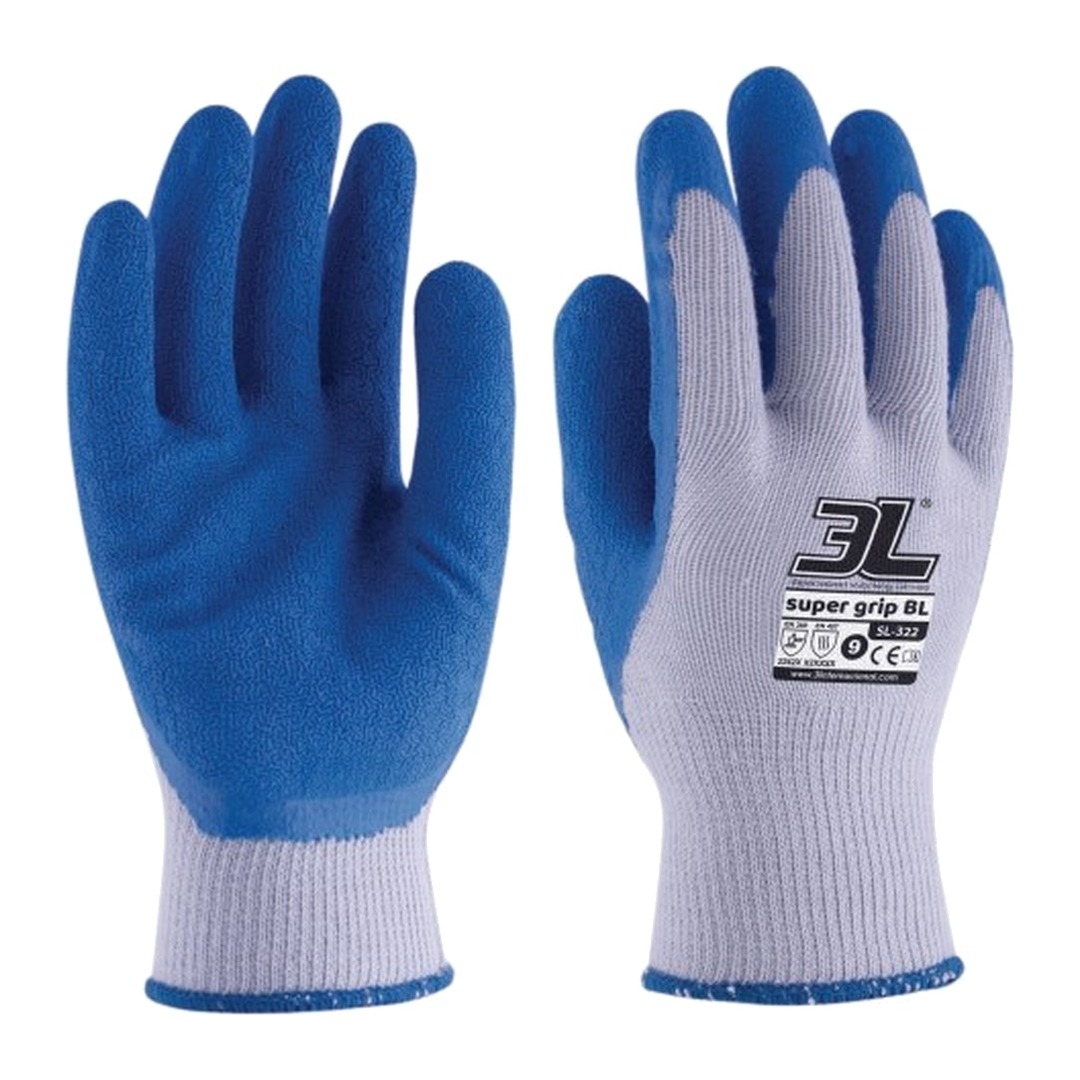 Guantes látex rugoso 3L Super Grip BL SL-322 azul