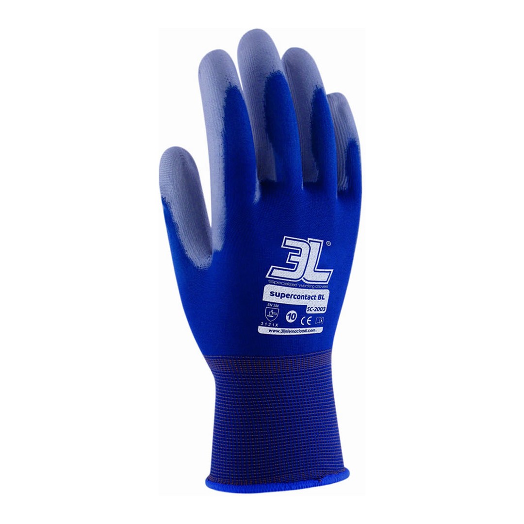 Guantes nailon PU 3L SuperContact BL SC-2003 azul