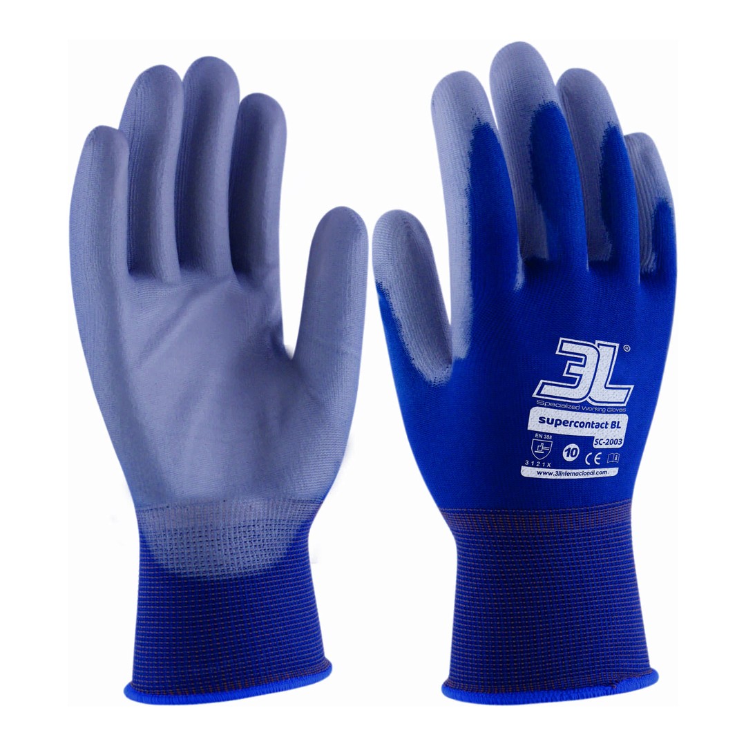 Guantes nailon PU 3L SuperContact BL SC-2003 azul
