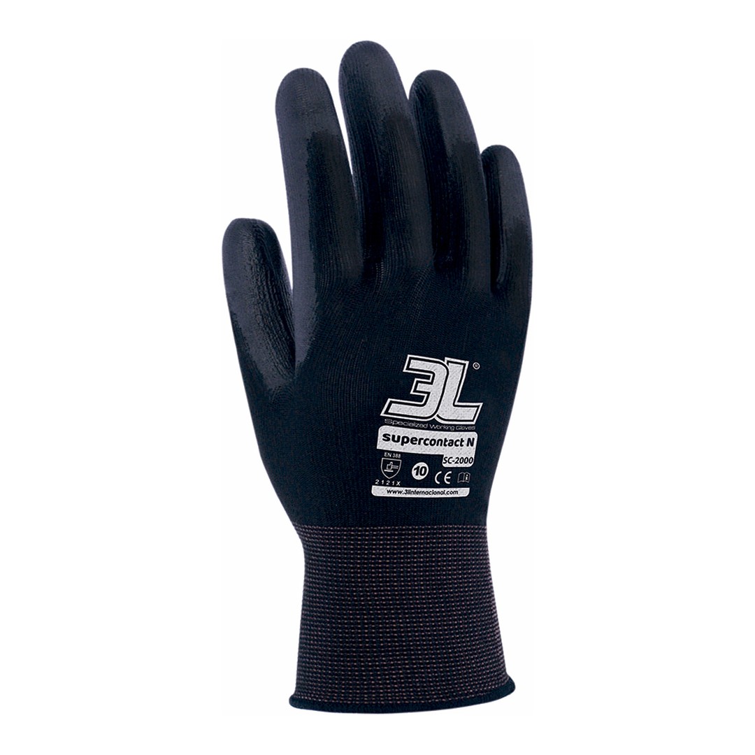 Guantes poliéster PU 3L SuperContact N SC-2000 negro