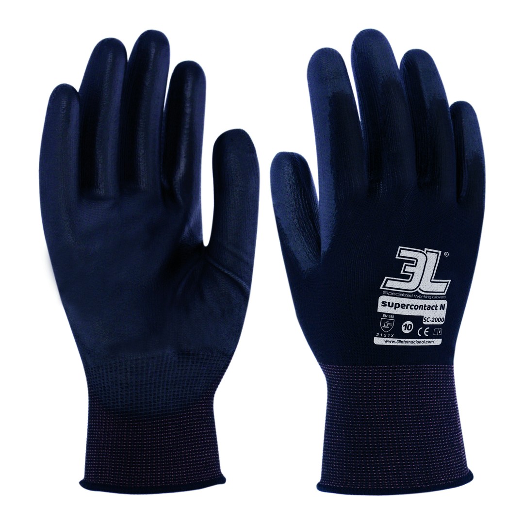 Guantes poliéster PU 3L SuperContact N SC-2000 negro