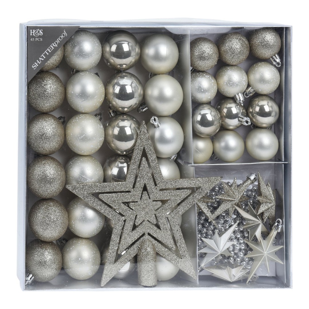 Kit adornos árbol de Navidad 45 piezas Koopman blanco nieve