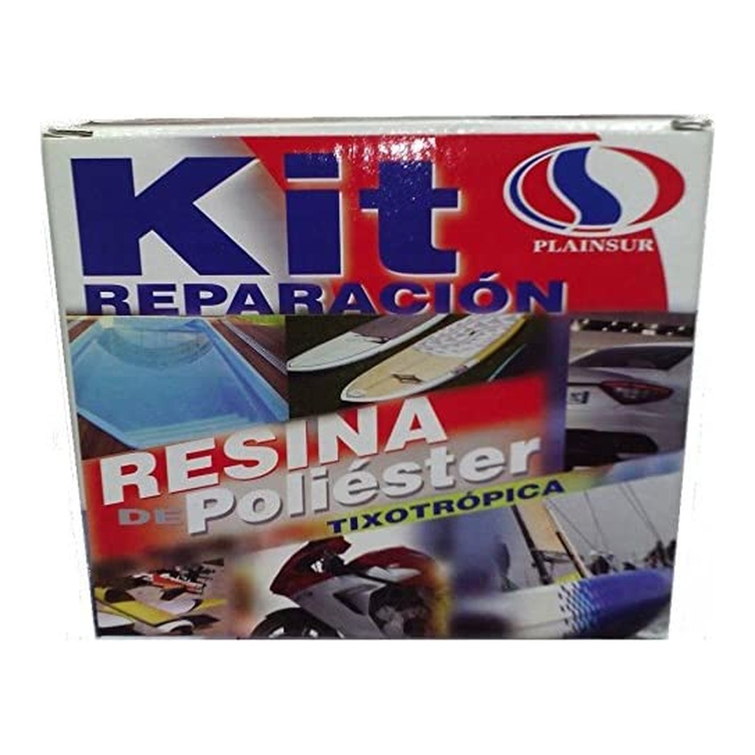 Kit reparación resina de poliéster Plainsur 1 kg con fibra de vidrio