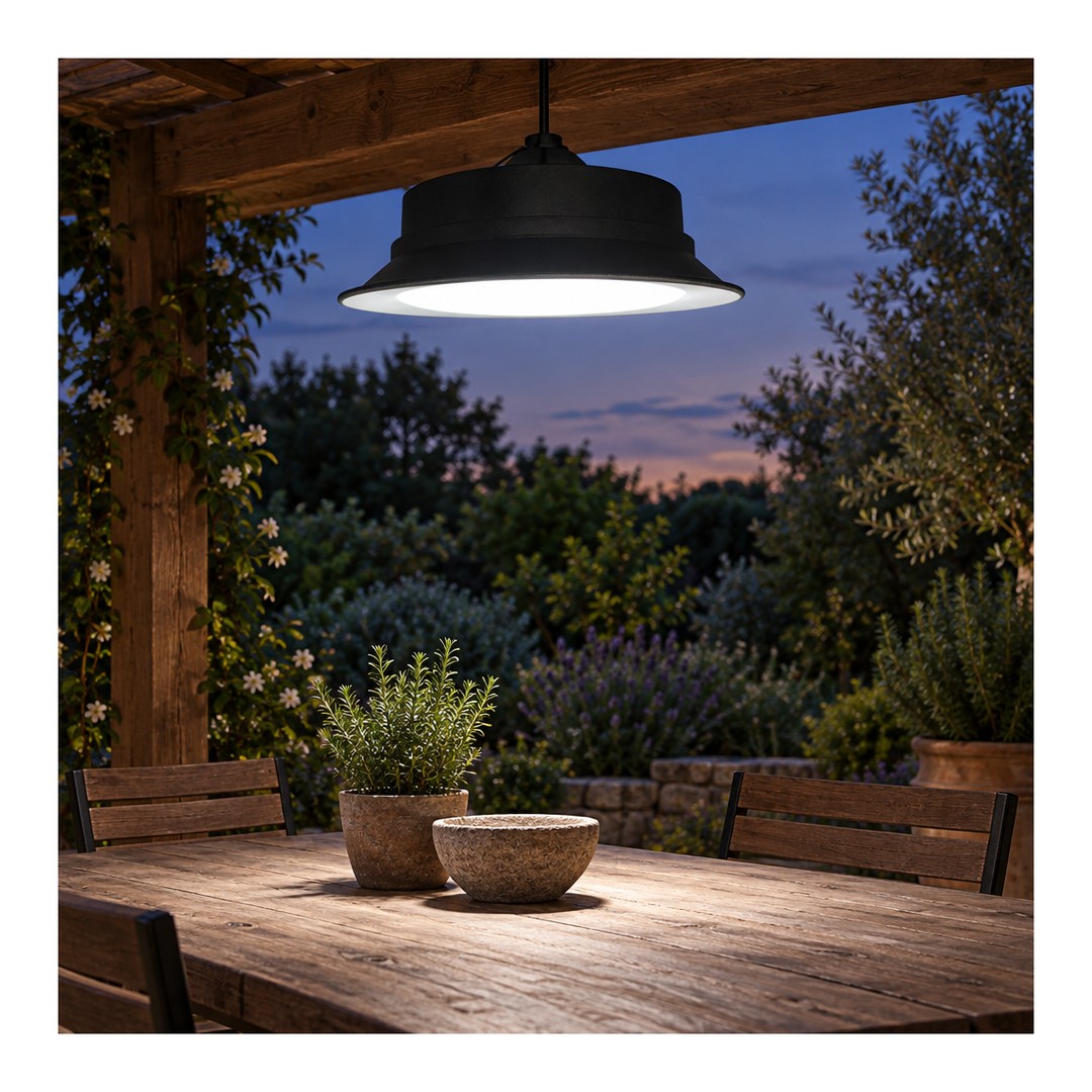 Lámpara colgante LED solar Electro DH 81.751 tipo campana en pérgola