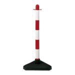 Poste de plástico para cadena rojo y blanco EHS con base de cemento 90 cm