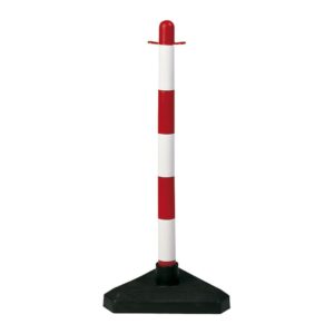 Poste de plástico para cadena rojo y blanco EHS con base de cemento 90 cm
