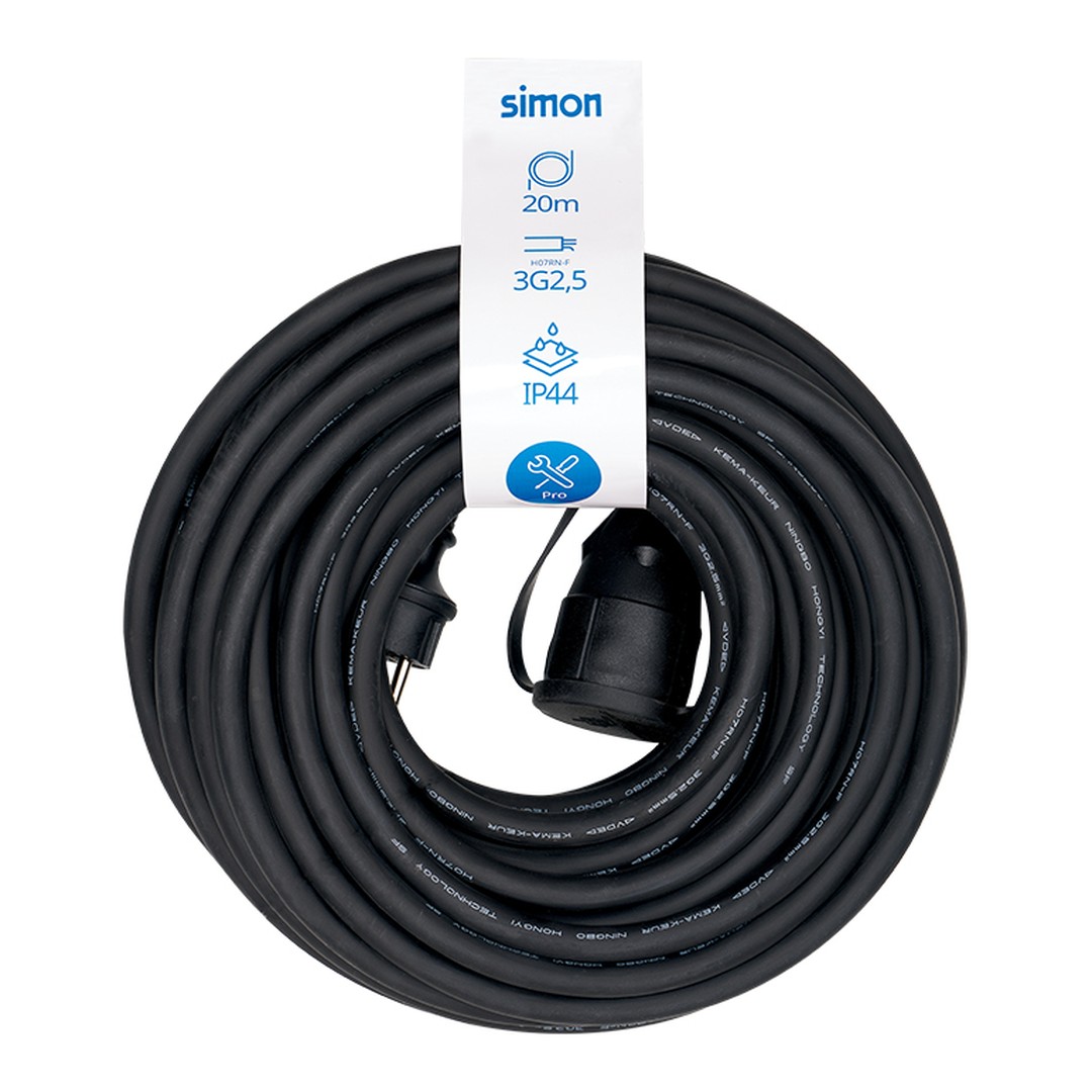 Prolongador profesional Simon IP44 H07RN-F 3G2,5 20 m