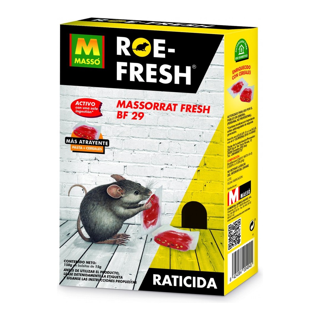 Raticida en Pasta Massó Roe-Fresh 150 g 10 Bolsitas