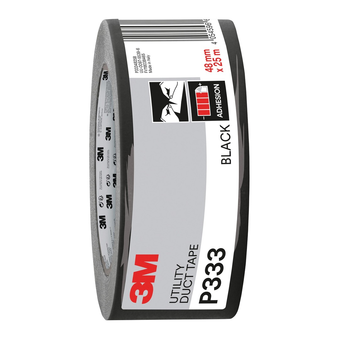 Rollo de cinta americana 3M P333 negra vista lateral