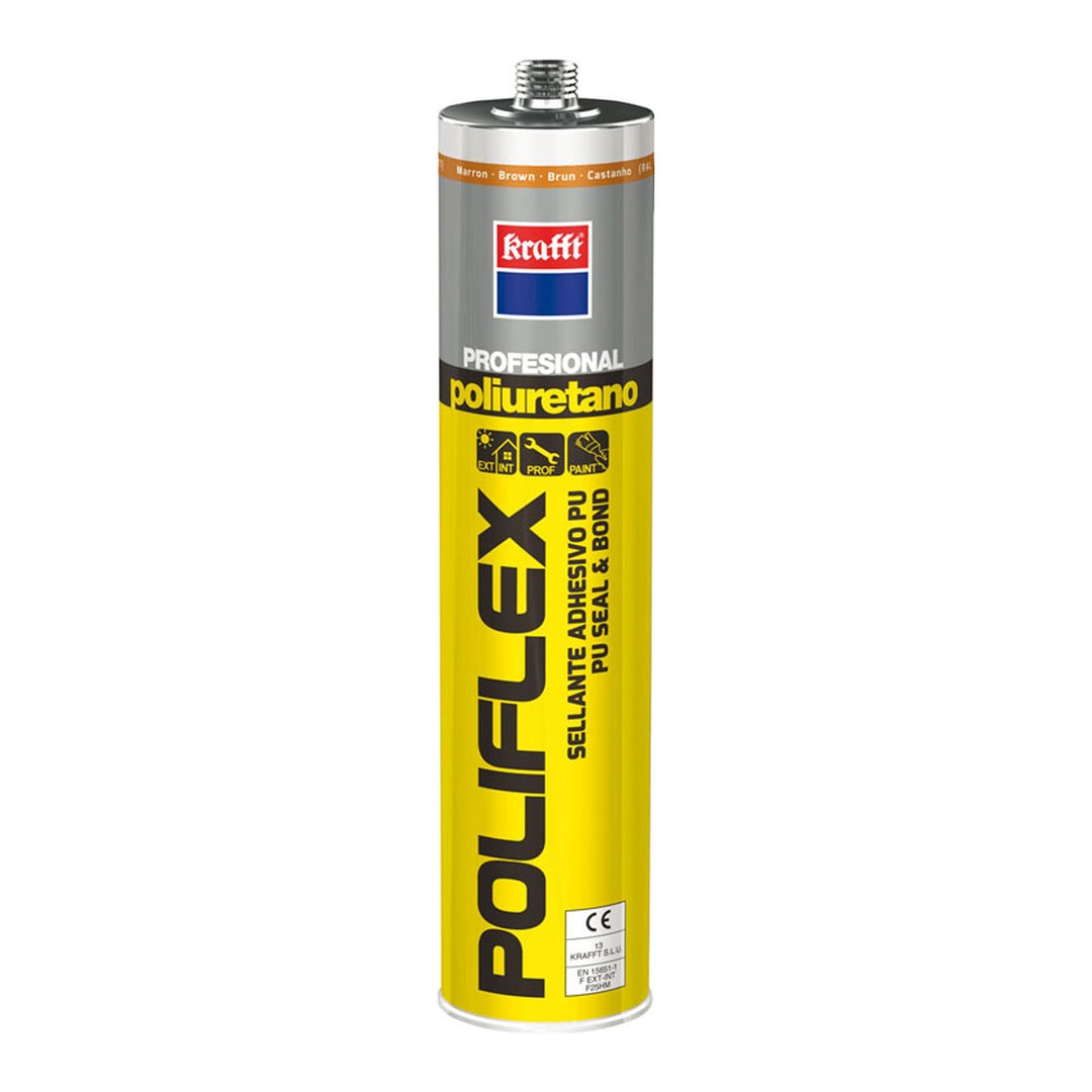 Sellador adhesivo de poliuretano Krafft Poliflex marrón 300 ml