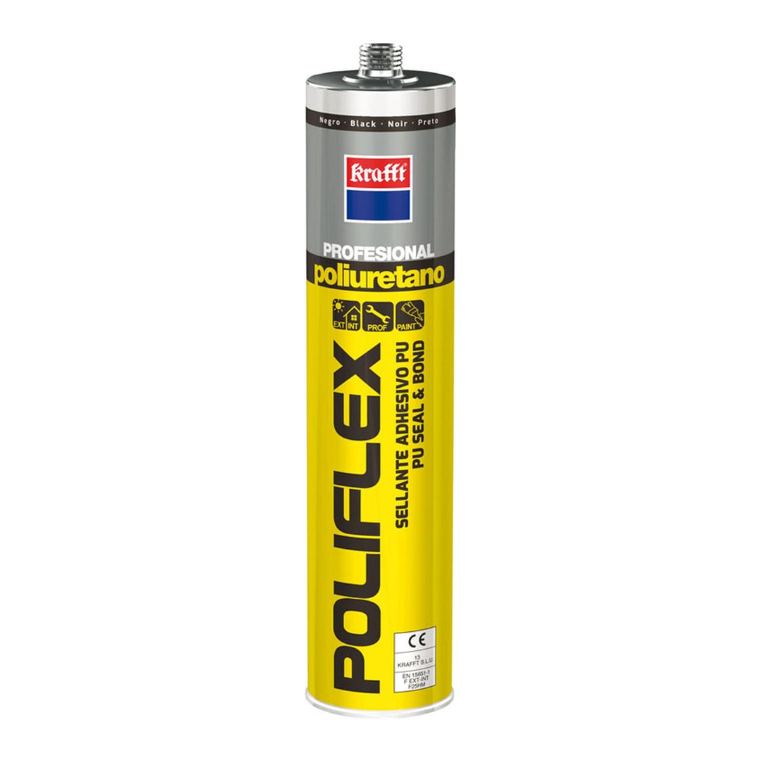 Sellador adhesivo de poliuretano Krafft Poliflex negro 300 ml