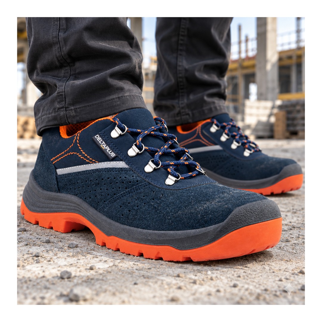 Zapato de seguridad Delta Plus Rimini4 S1P SR azul marino y naranja